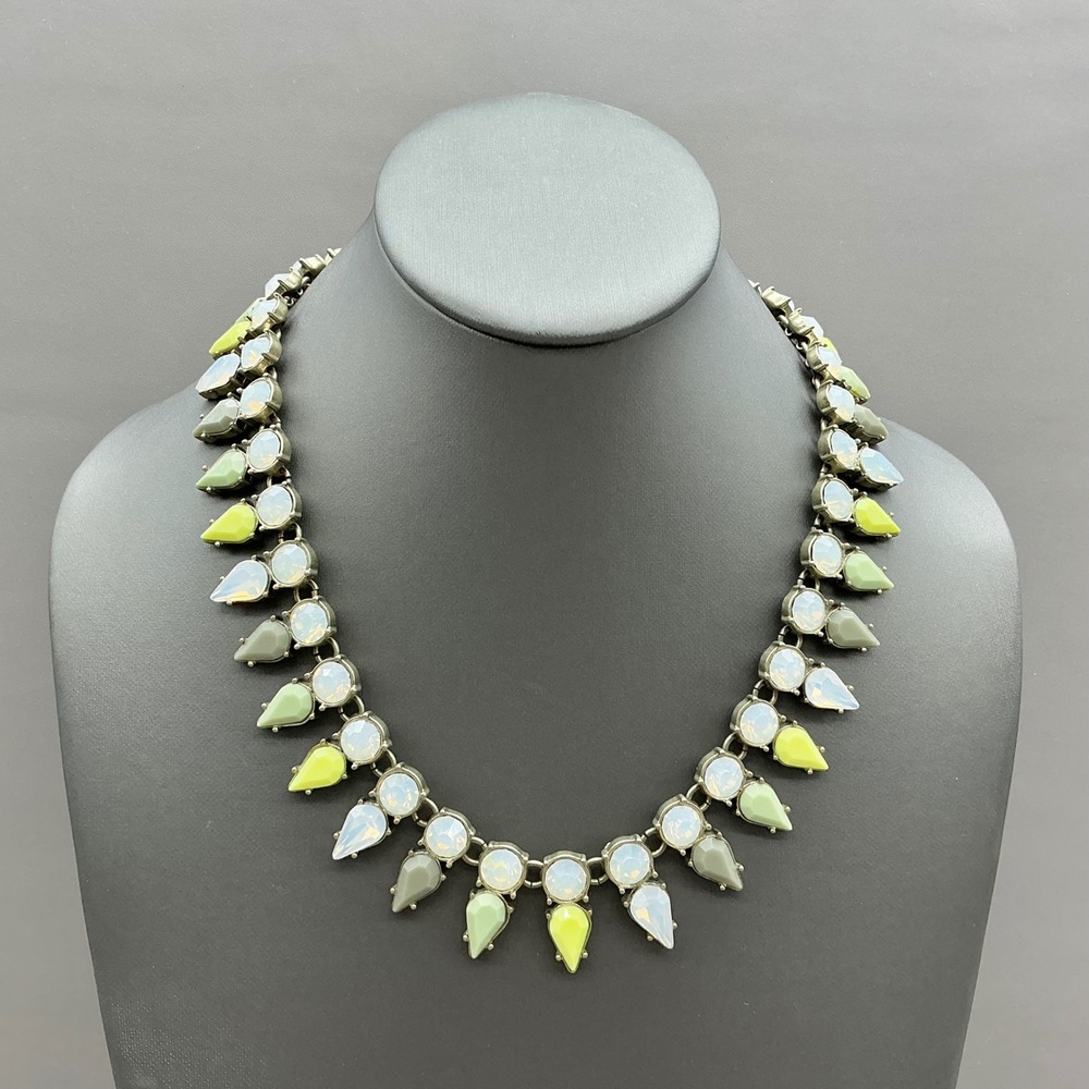J Crew Necklace Women Green Opalite Crystal Teardrop Statement Fashion Costume